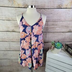 Michael Stars Women's Blue Floral Sleeveless Top‎ Size XS